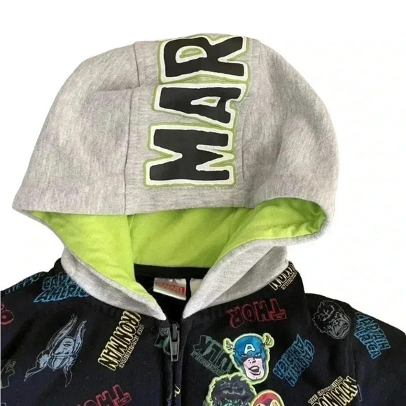 Marvel zip up jacket & hood. Thor captain America Hulk Ironman SZ 5 - Picture 3 of 10